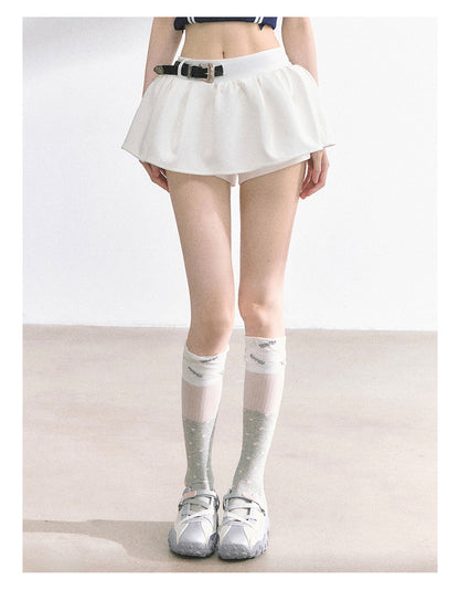少也眼 "Annie Academy" A-Line Puff Mini Skirt - White