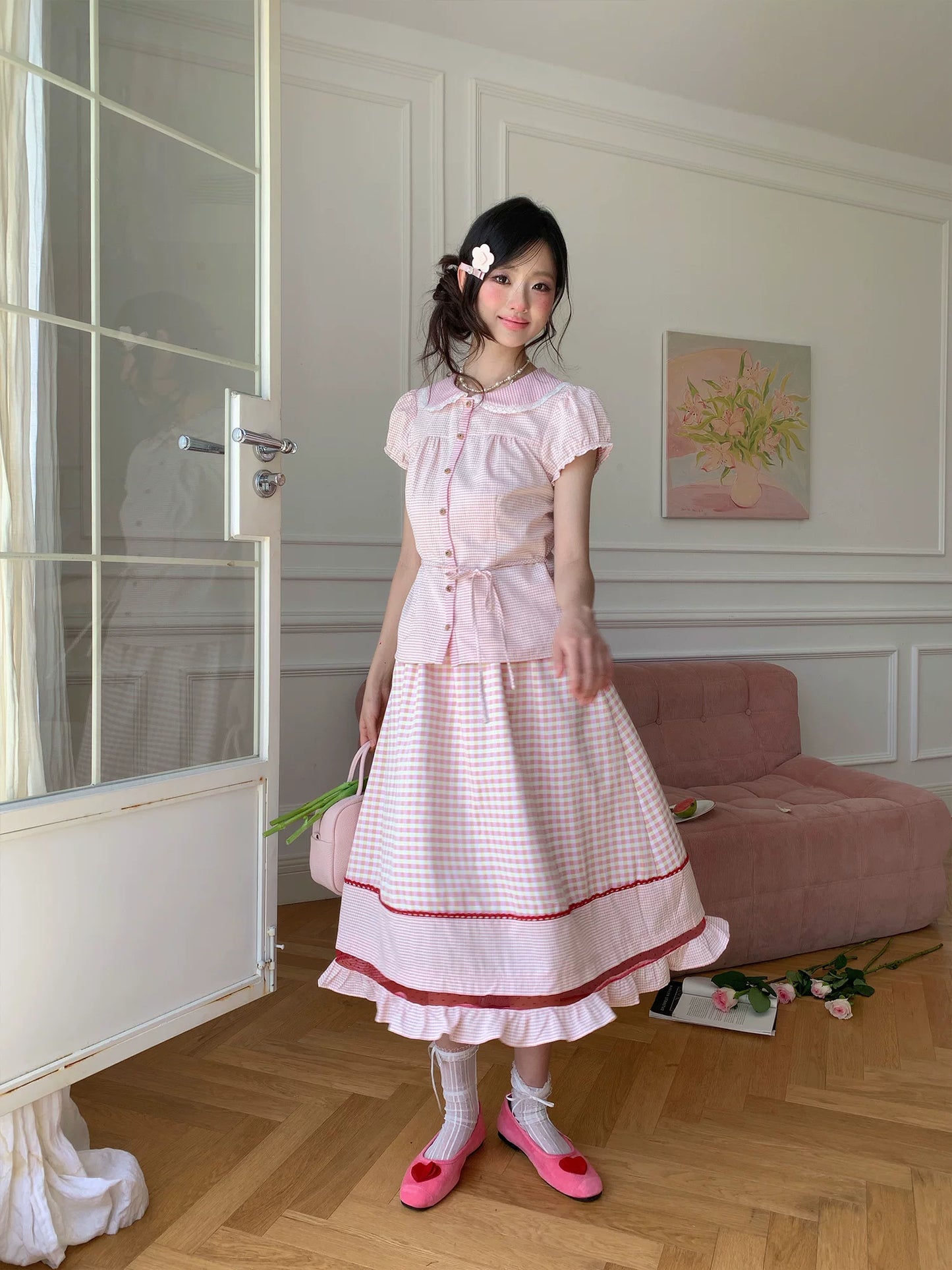 “Pink Plaid Daydream” Pink Plaid Skirt Set