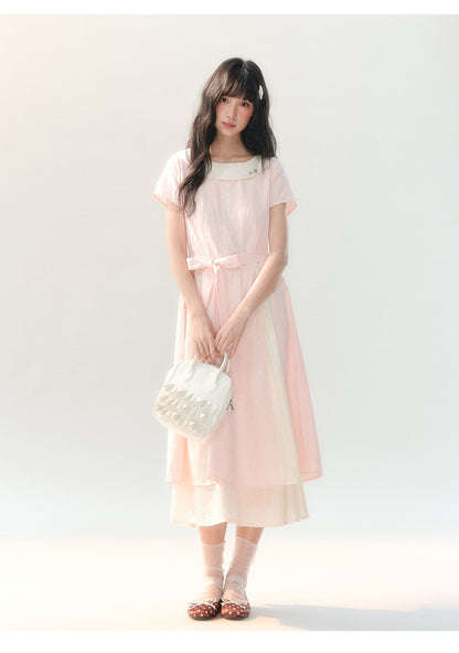 [CAN] "Sakura Mist Blossom" Pink Floral Doll Collar Dress