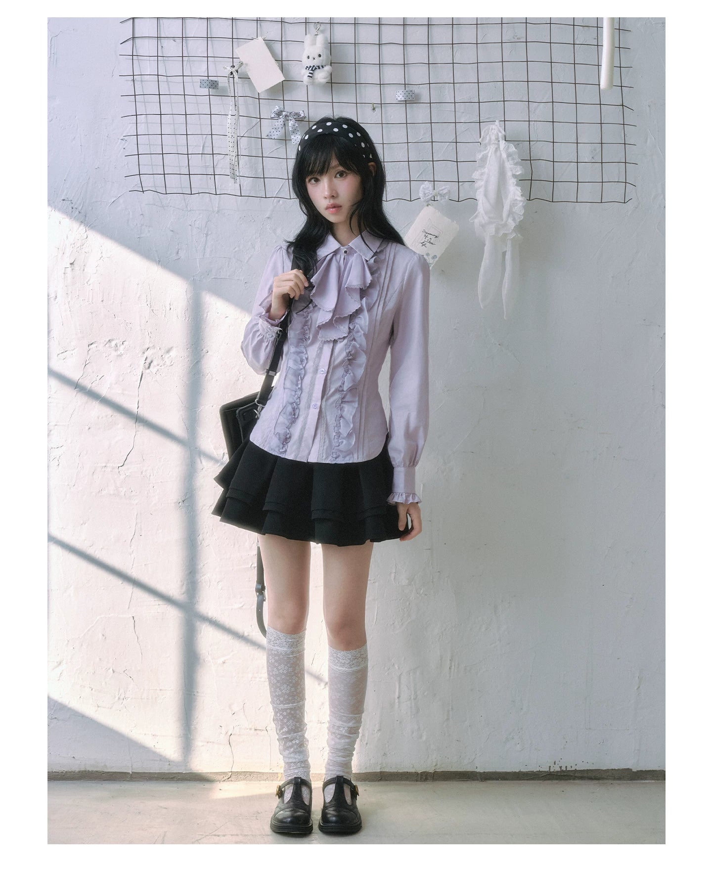 "Royal Lavender" Victorian Layered Collection (Ruffle Shirt / High-Waist Skirt / Mesh Overlay Skirt)