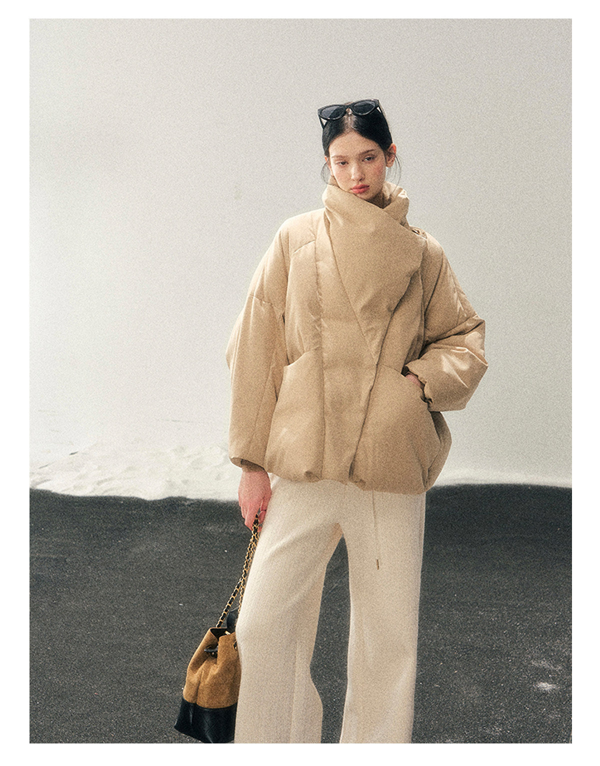 040126 "The Fluffiness of Snow" Down Jacket - Milk Tea Beige