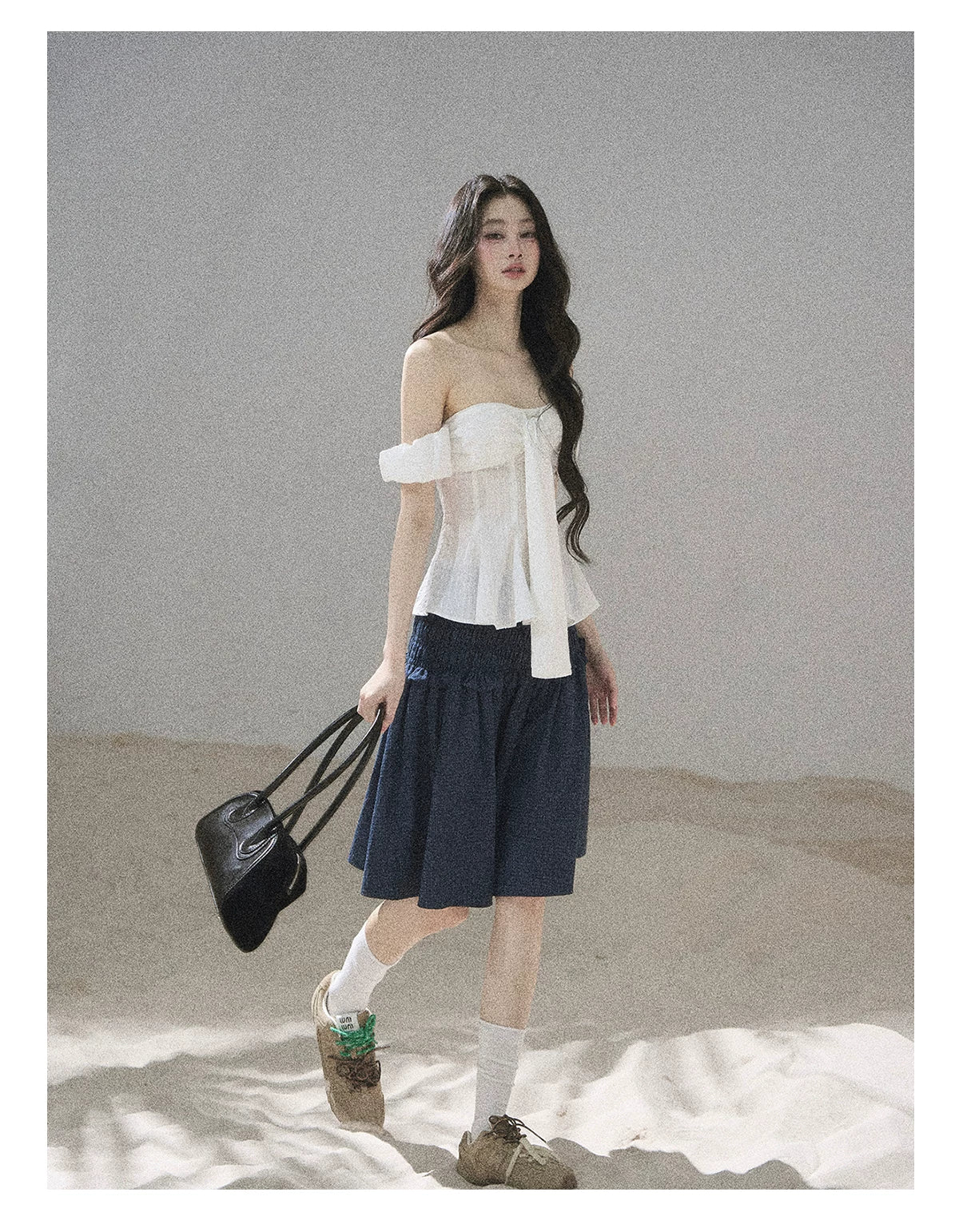 "Lazy Soliloquy" White Peplum Top & Wide-Leg Pants Set