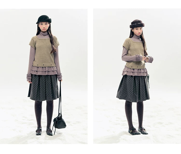 "Vintage Sonata" Khaki 3-Way Convertible Knit Top Set
