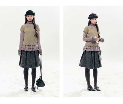 "Vintage Sonata" Khaki 3-Way Convertible Knit Top Set