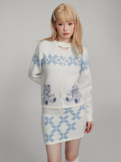 “Winter Teddy Girl” Sweet Alpaca Wool Knit Set M2401