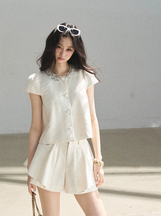 "Summer in the Sunlight" Dutch Cream Tweed Two-Piece Set