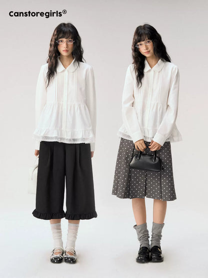 [CAN] "Misty Gardenia" White Lace Ruffle Doll Collar Blouse