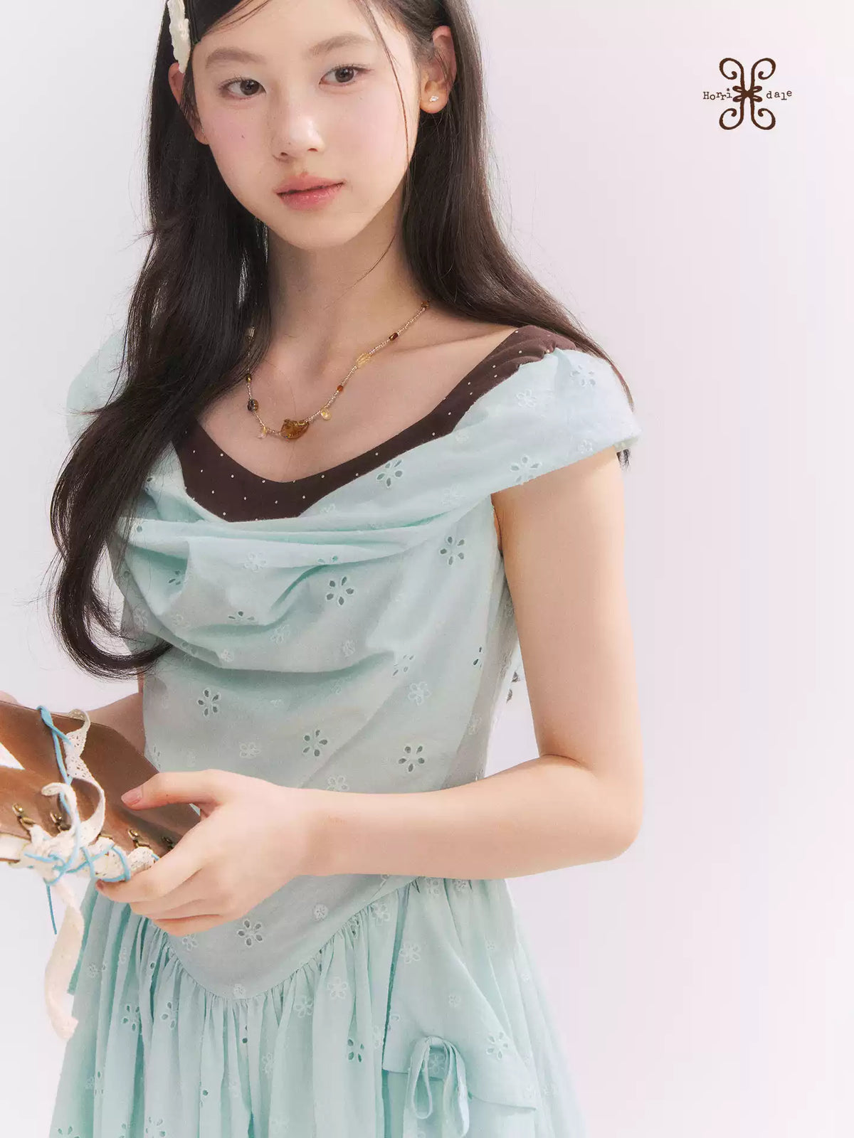 “Heartfelt Rendezvous” Mint Green French Embroidered Cutout Dress