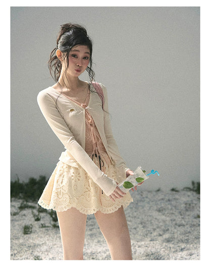 “Lost in Your Embrace” Dutch Cream Lace Puff Skort