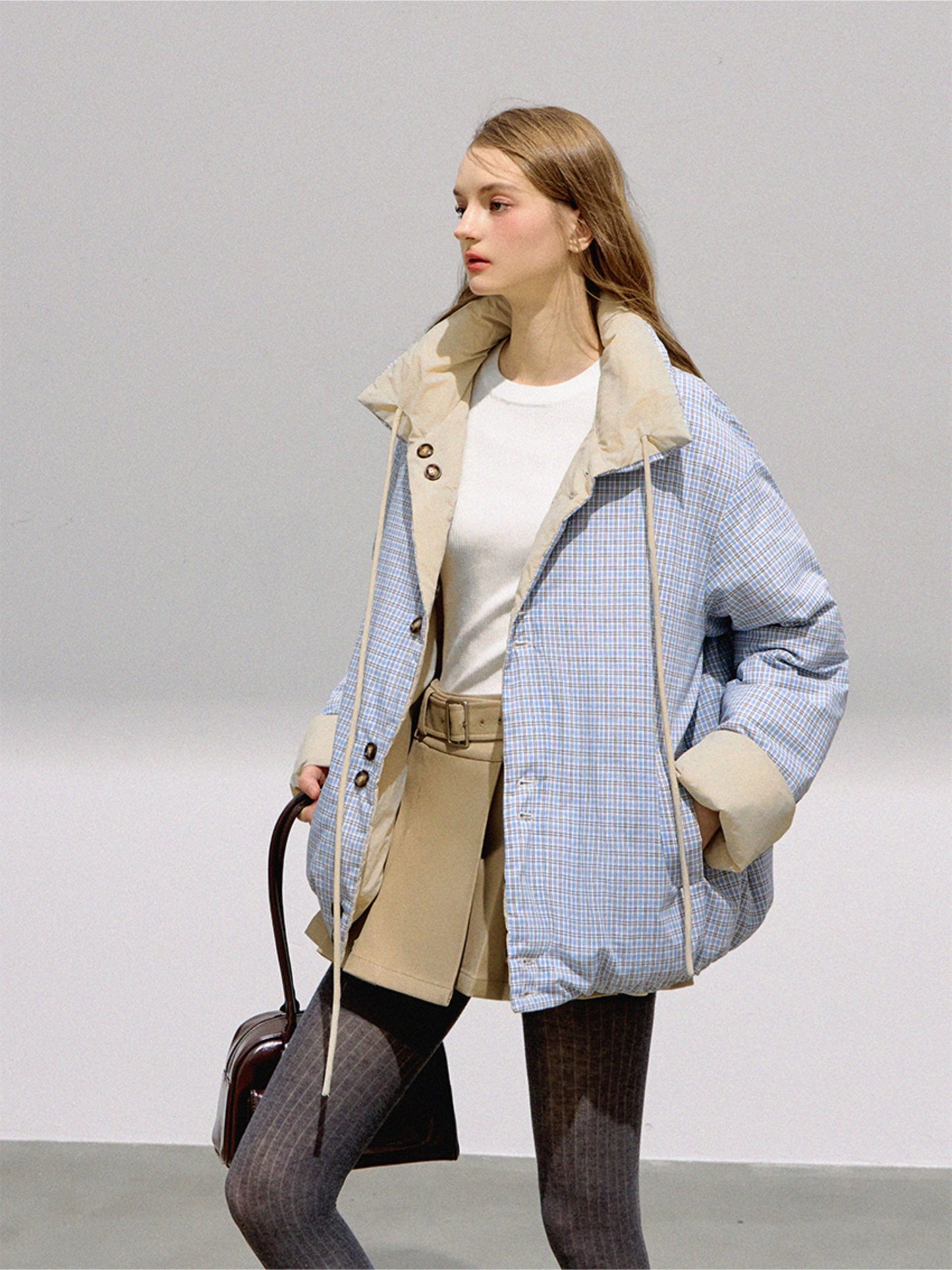 BOHOL BLING - Reversible Contrast Bow-Tie Puffer Jacket