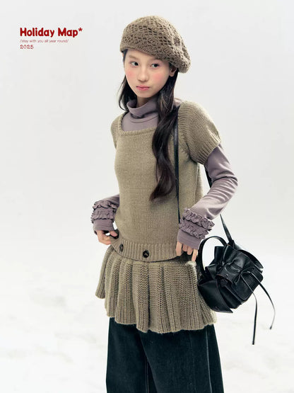"Vintage Sonata" Khaki 3-Way Convertible Knit Top Set