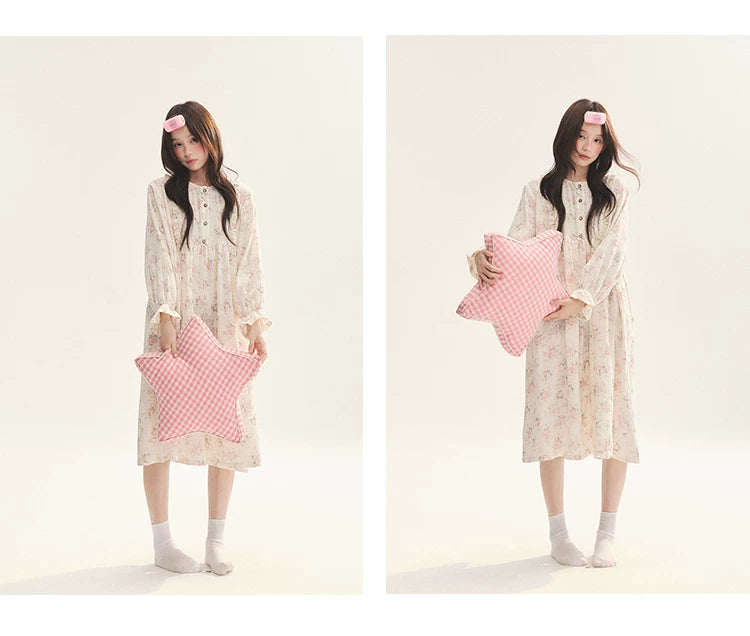 "Floral Journal" Cream Floral Pajama Collection (Free Eye Mask)