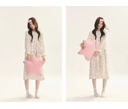 "Floral Journal" Cream Floral Pajama Collection (Free Eye Mask)