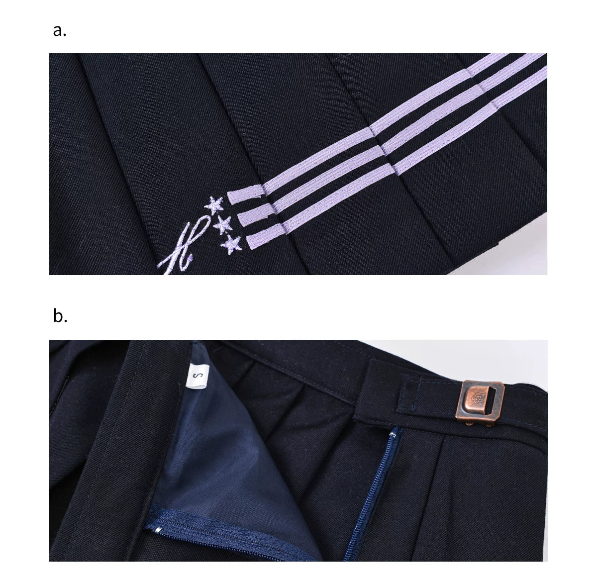 "Snow-Cleared Lily" Gray-Lilac JK Long-Sleeve Sailor Uniform Set