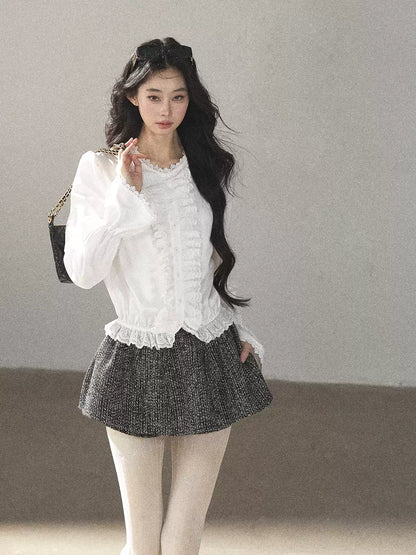 AOMALM - "Bluebells in Bloom" Pearl White Lace Blouse