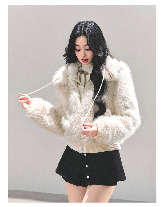 少也眼 "She Walks Through Snow" Faux Shearling Winter Jacket 8763132