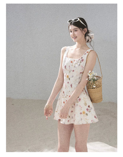 "Chamomile Summer" Dutch Cheese Floral Lace Pinafore Mini Dress 46345