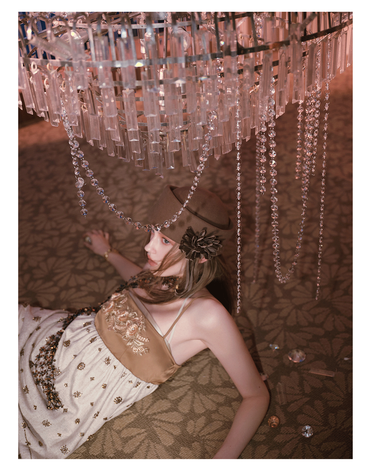 "Whispers Through the Wheat Fields" Oat Beige Floral Cami Babydoll Mini Dress