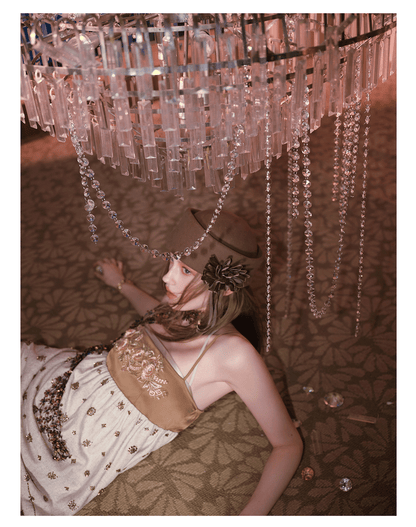 "Whispers Through the Wheat Fields" Oat Beige Floral Cami Babydoll Mini Dress