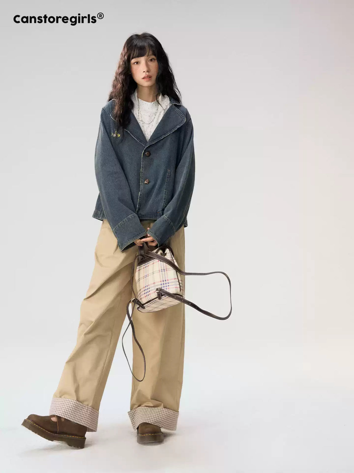 [CAN] "Wildflower Echoes" Vintage Indigo Denim Set (Jacket / Flared Pants / Midi Skirt)