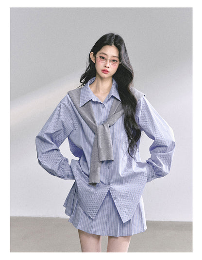 少也眼 "Felton Academy" Relaxed Korean Preppy Two-Piece Set 97842551