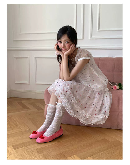 “Strawberry Boba Daydream” Pink Polka Dot Bubble Skirt Set
