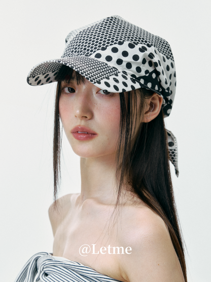 Polka Dot Color-Block Headscarf Cap – Korean Style Baseball Hat