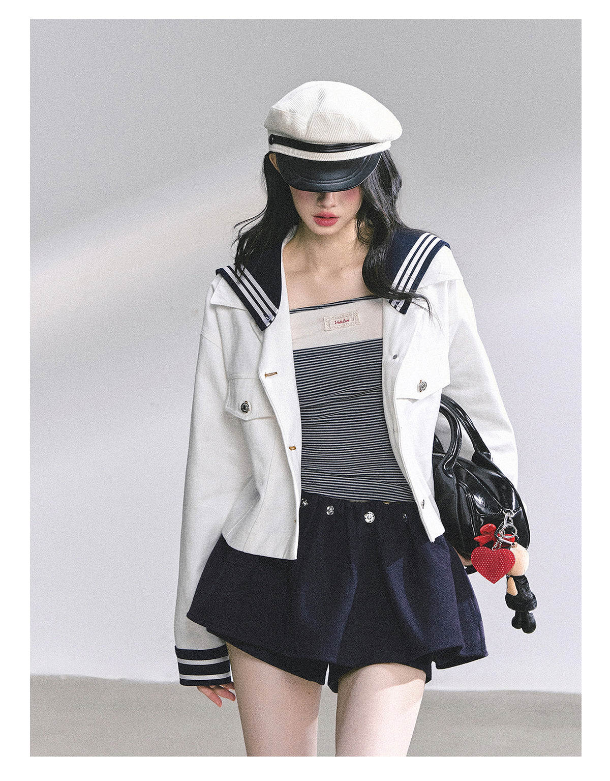 少也眼 "New York Art Museum" Detachable Sailor-Collar Denim Jacket 5764567