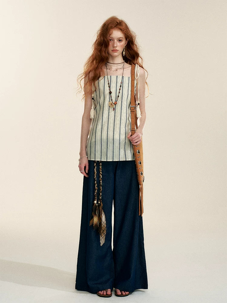 Longline Vertical Stripe Camisole Tank Top