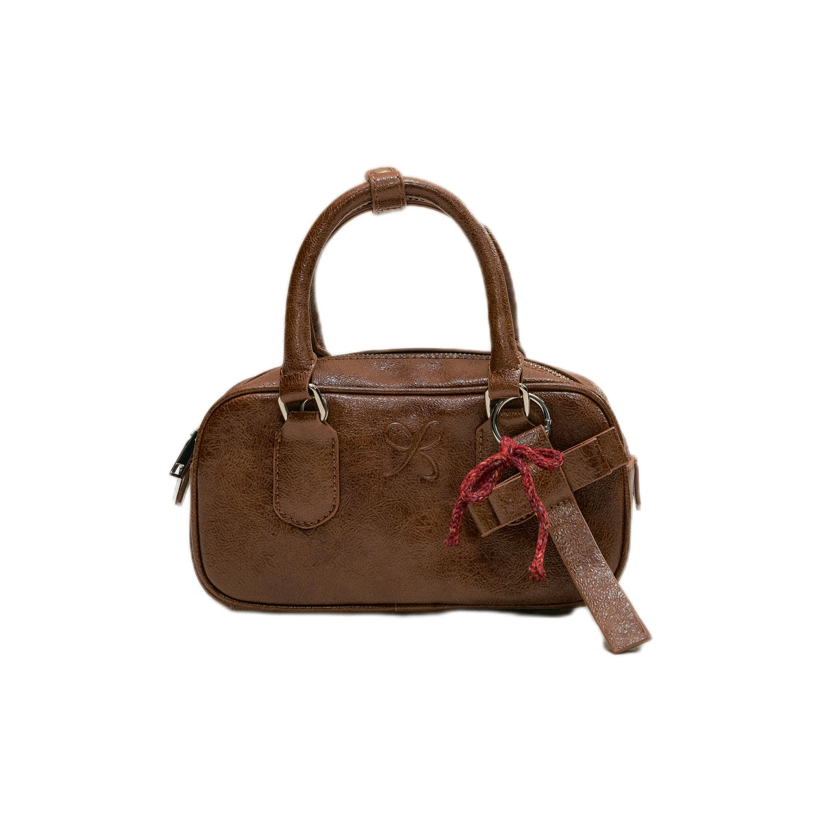 SunsetPark - Suede Bow Boston Handbag (Red / Brown / Floral / Blue / Pink)