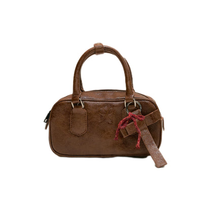 SunsetPark - Suede Bow Boston Handbag (Red / Brown / Floral / Blue / Pink)