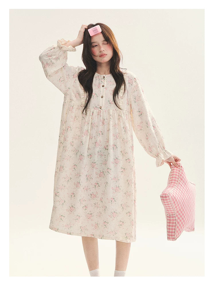 "Floral Journal" Cream Floral Pajama Collection (Free Eye Mask)