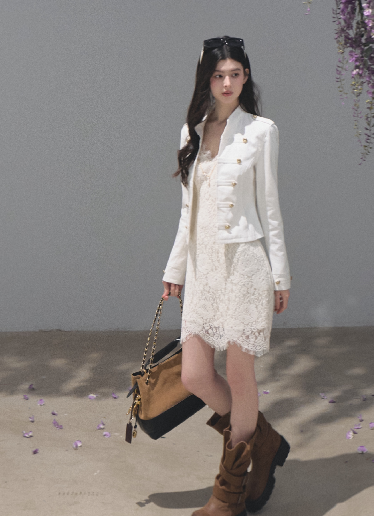 OAKMOO/ Napoleon-Style Fitted Cotton Jacket