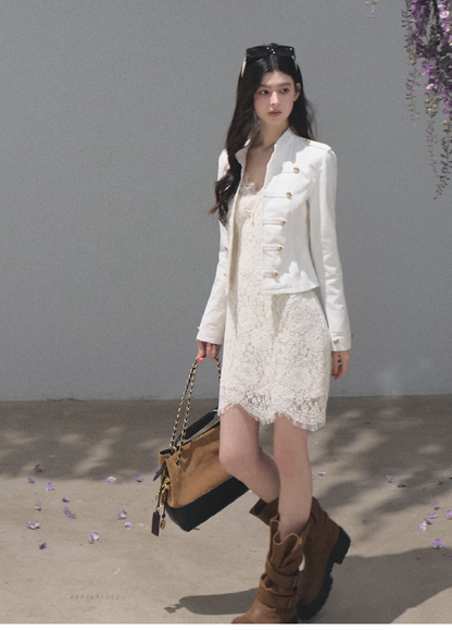 OAKMOO/ Napoleon-Style Fitted Cotton Jacket