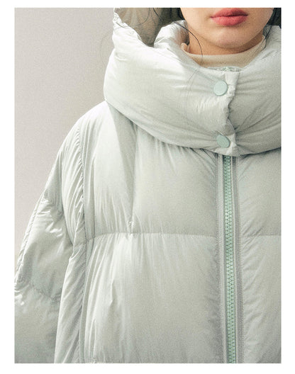少也眼 "Thawing Snow Realm" Matte Nylon Down Puffer Jacket - Glacier Blue