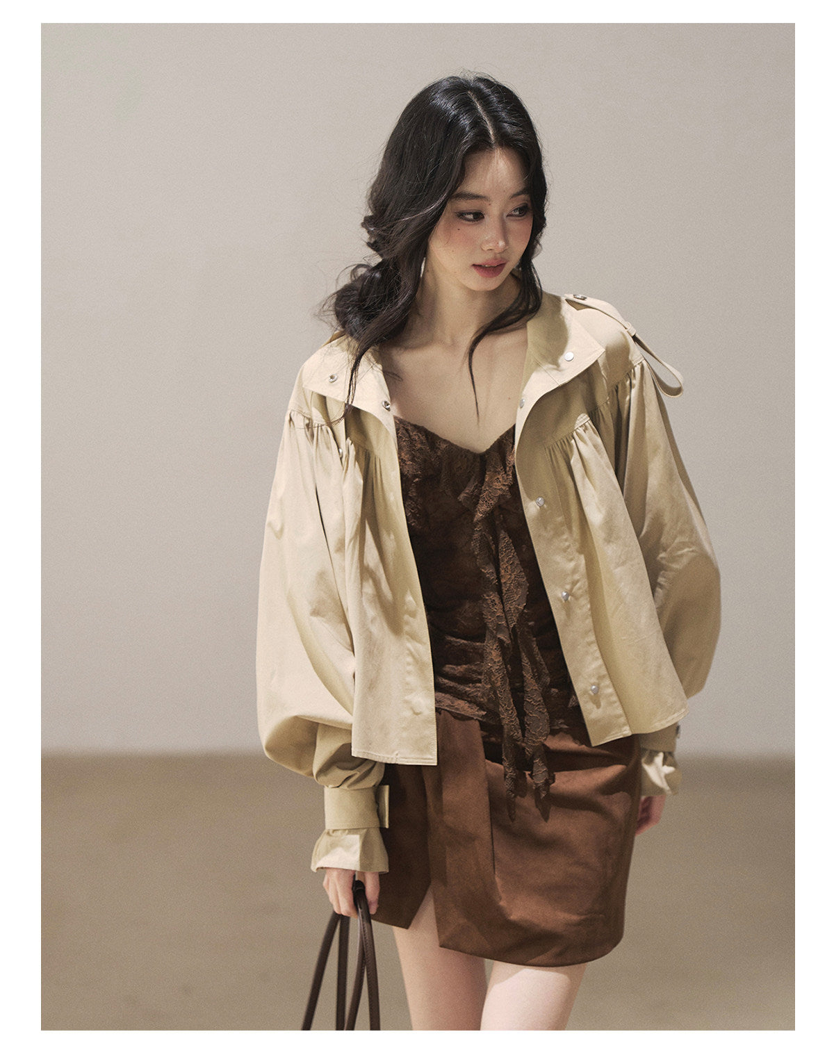 170726 "Where the Wind Wanders" Light Sand Cropped Utility Jacket