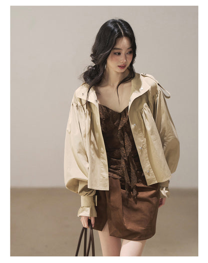 170726 "Where the Wind Wanders" Light Sand Cropped Utility Jacket