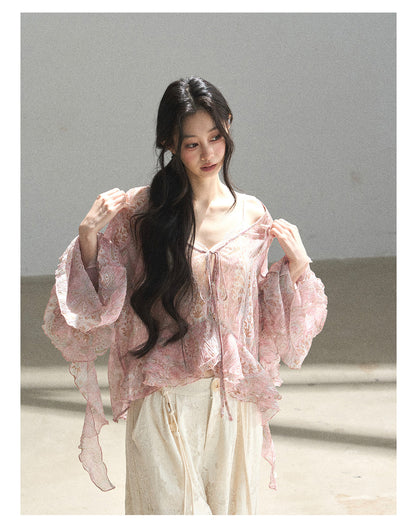 170726 "A Place Where Softness Rests" Lotus Mauve Ruffle Tie-Front Cover-Up Cardigan