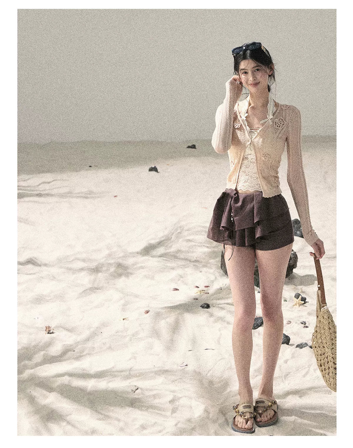 "Moss Whisper" Knit Sun Protection Cardigan & Cami Top