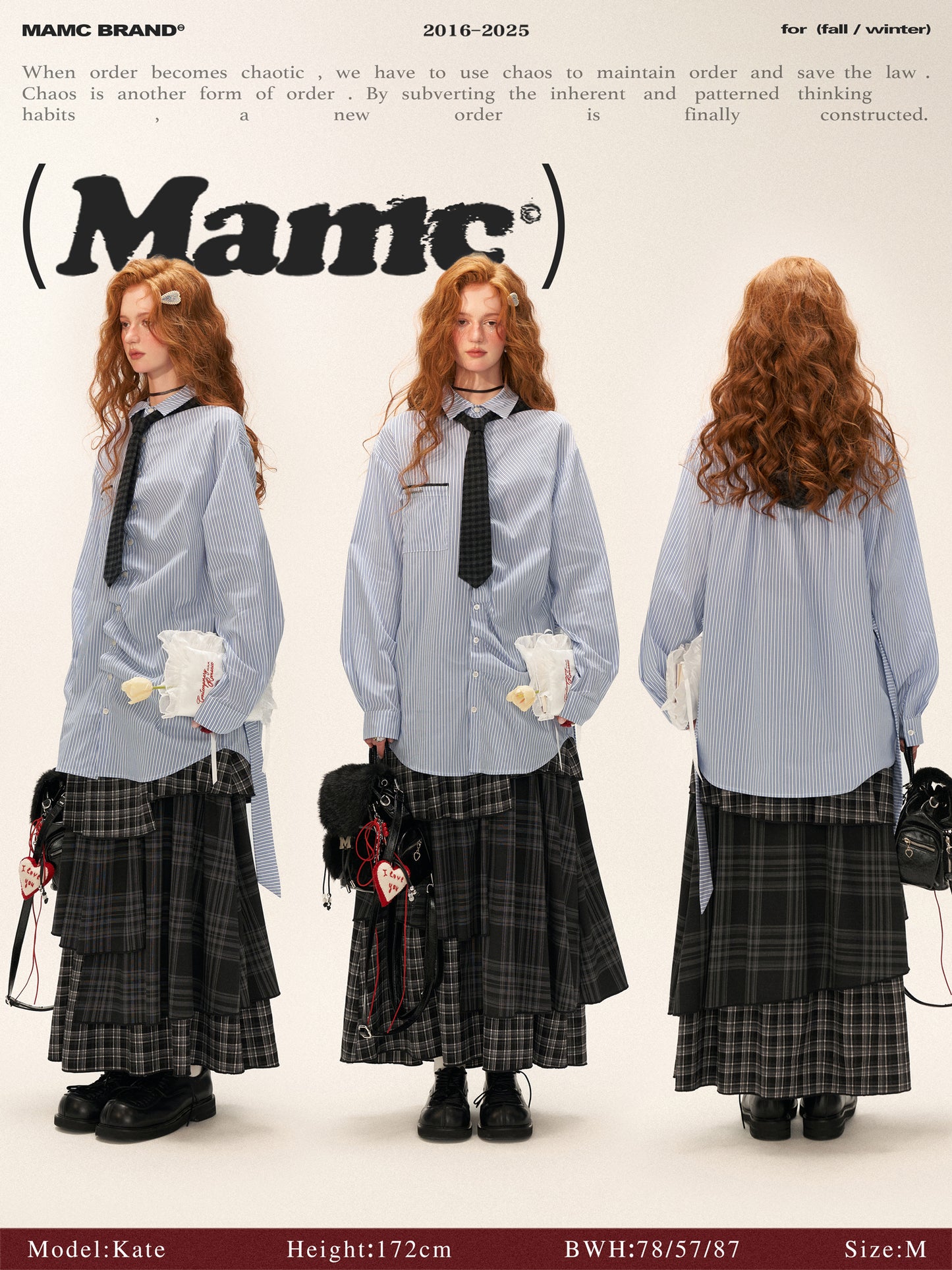 MAMC - Striped Long Sleeve Shirt with Tie (Blue Stripes)