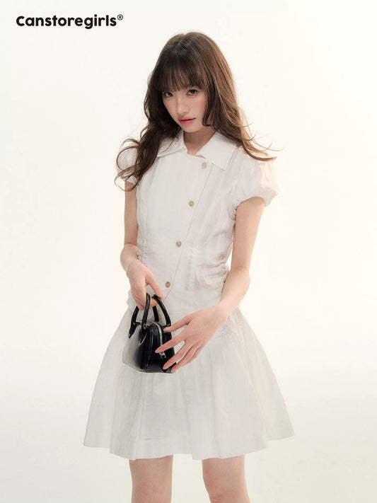 "Summer White Notes" Textured Shirt & Mini Skirt Set LL2026015