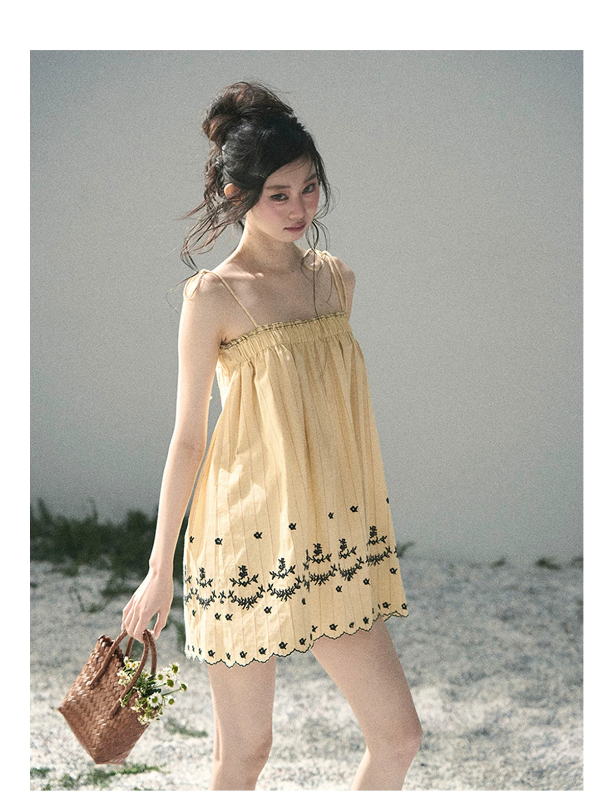 “Ripples Along the Hem” Butter Yellow Reversible Babydoll Dress