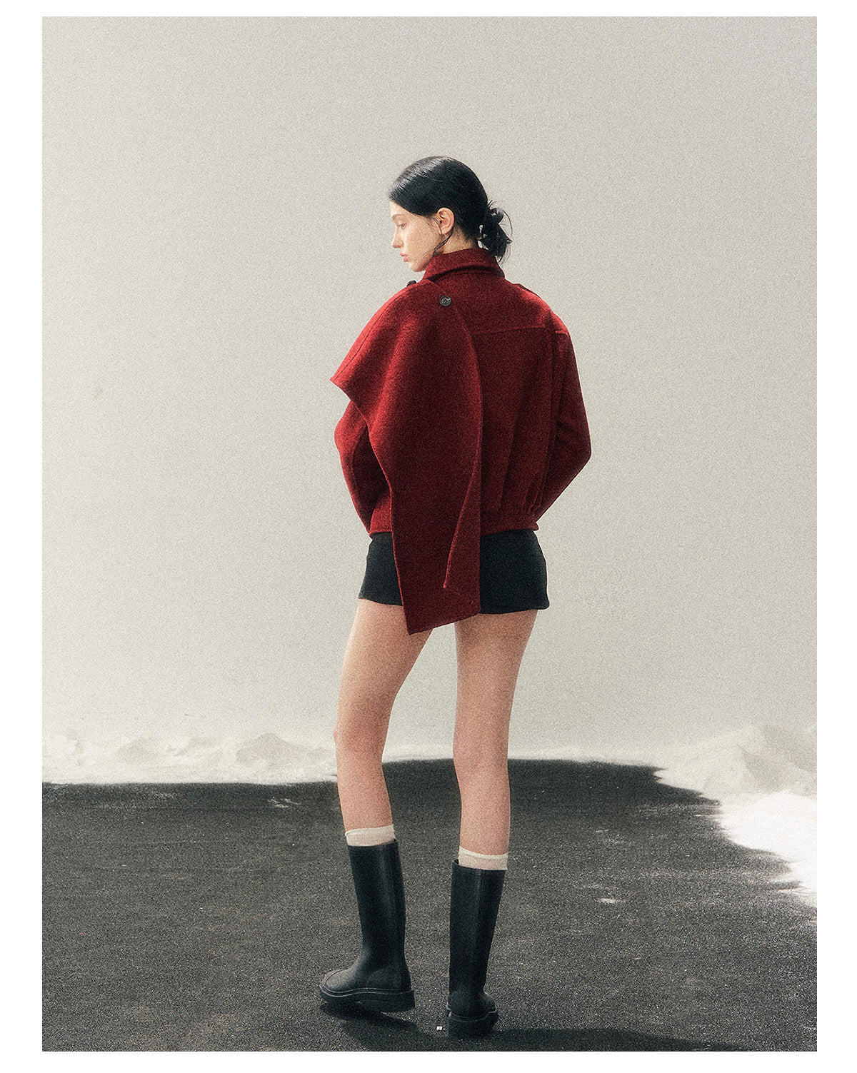 少也眼 “She Hears the Snow Thaw” British-Style Double-Faced Wool Blazer Coat