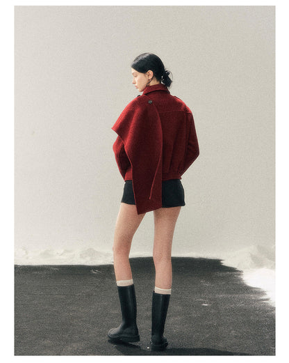 少也眼 “She Hears the Snow Thaw” British-Style Double-Faced Wool Blazer Coat