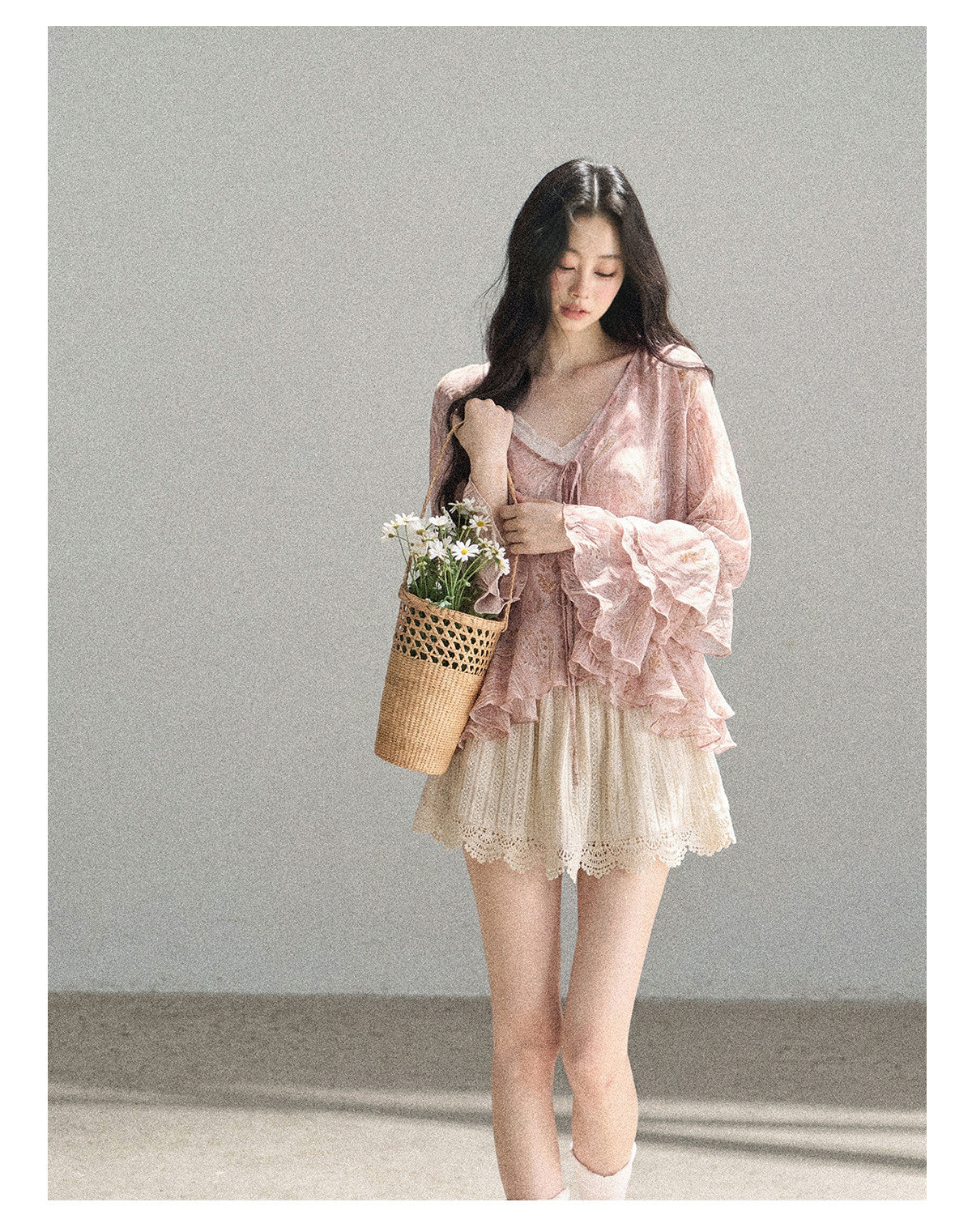 170726 "A Place Where Softness Rests" Lotus Mauve Ruffle Tie-Front Cover-Up Cardigan