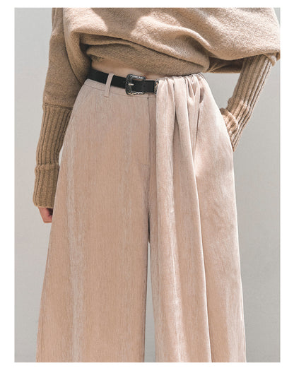 少也眼 “Sunset & Glance” Relaxed Vintage Wide-Leg Trousers with Belt - Light Coffee 1118-2