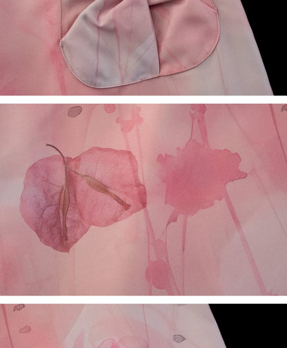 "Peach Bloom Mood" Bow Cami & Midi Skirt Set WE906