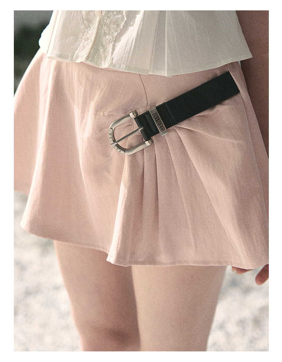 “Corridor Chimes” Soft Pink A-Line Puff Mini Skirt