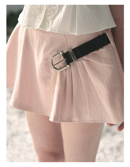 “Corridor Chimes” Soft Pink A-Line Puff Mini Skirt