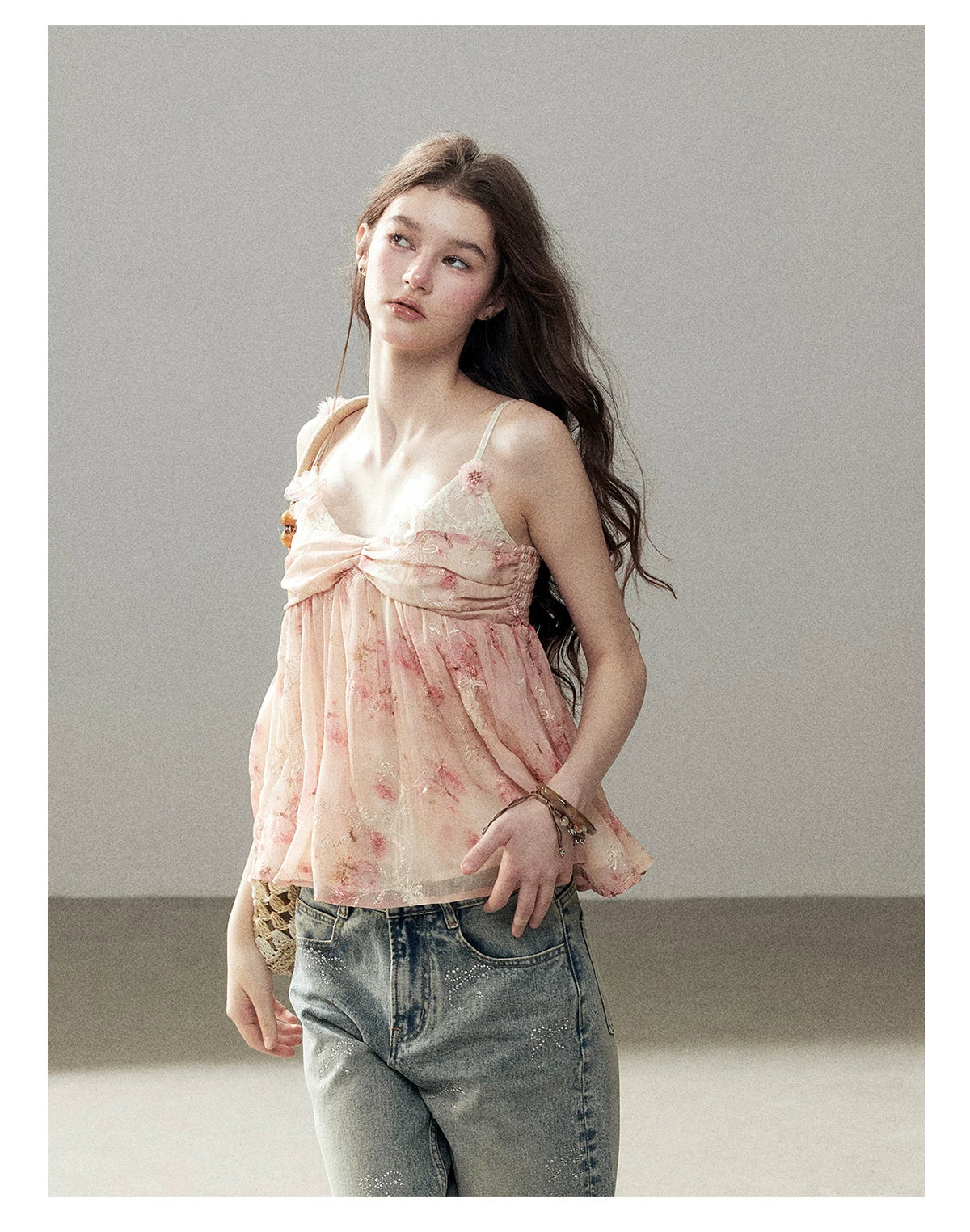 "Passing Through Your Summer" Cinnamon Pink Lace Babydoll Cami